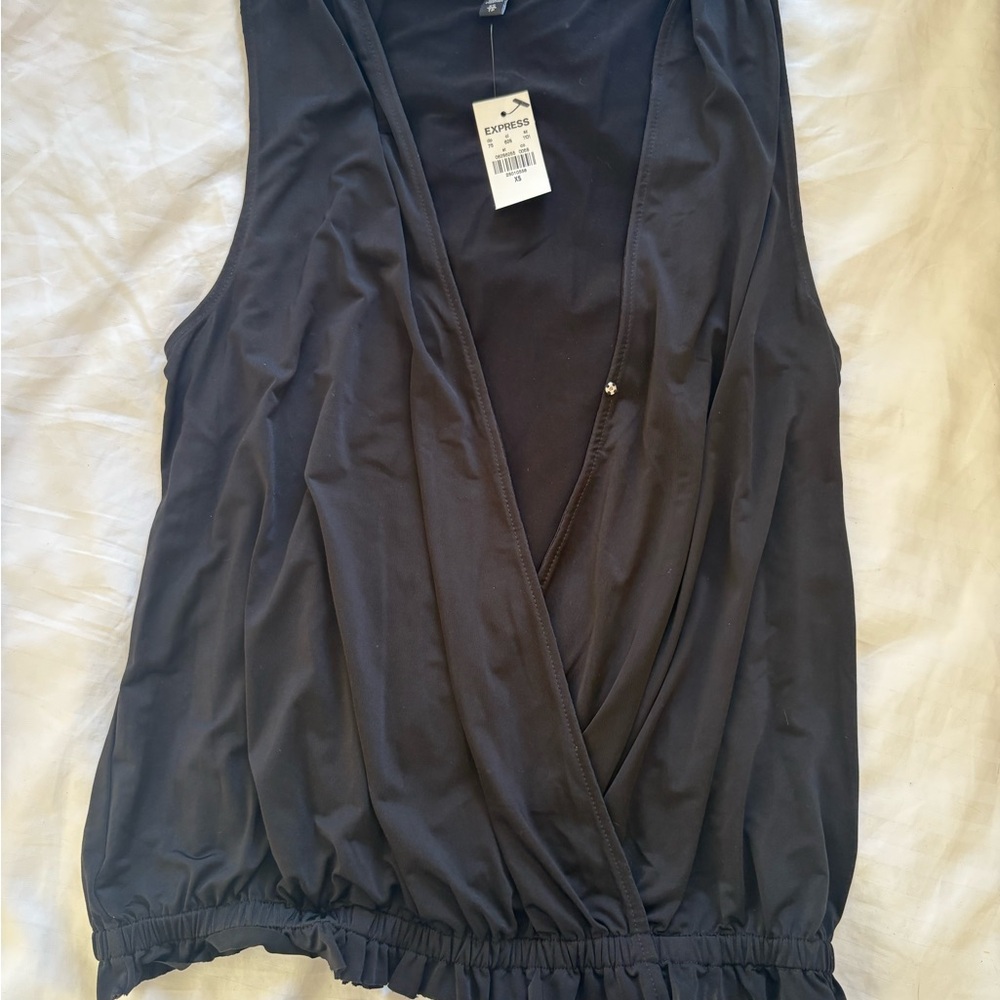 Express Black Wrap Tank Top